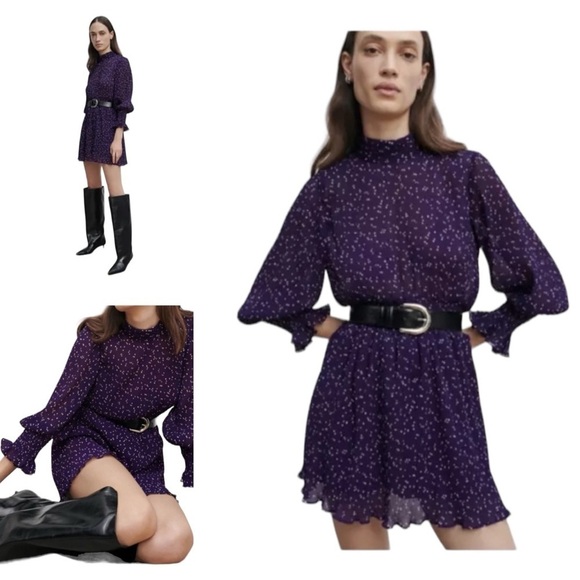 ZARA PURPLE SMOCKED
WAIST & CUFFS POLKA DOT
MINI JUMPERSUITE DRESS SIZE MEDIUM - Picture 9 of 11